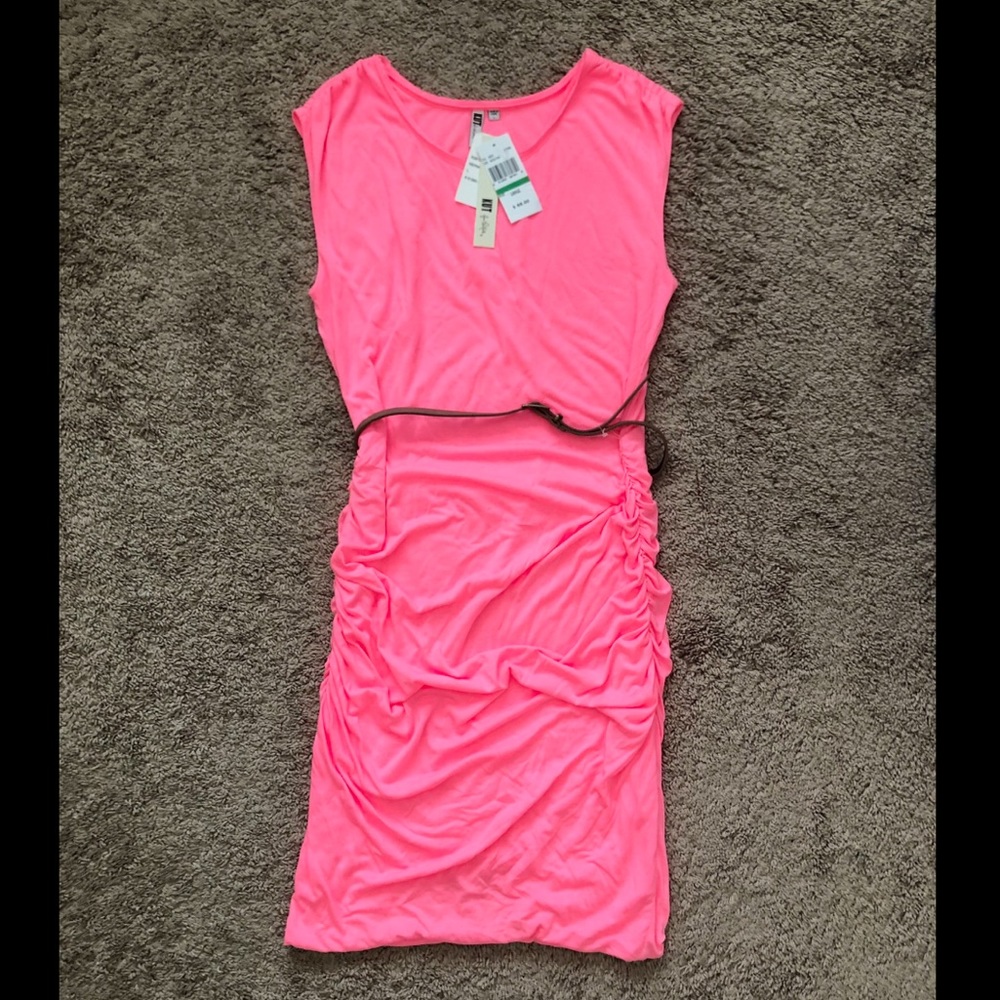 Kut from the Kloth Neon Pink Dress w/belt. Large